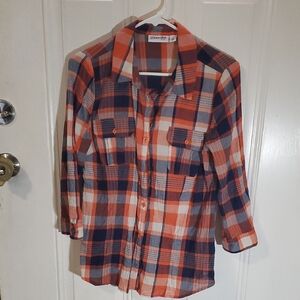 Stylish Kids Plaid Shirt - Orange and Blue